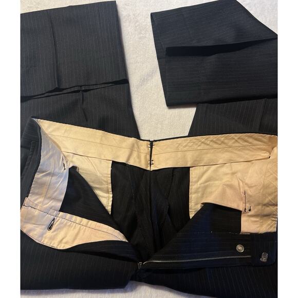 Vintage Steeplechase 42L 34x31 Dark Blue Stripe Flannel Finish Unstructured Suit - Picture 7 of 16